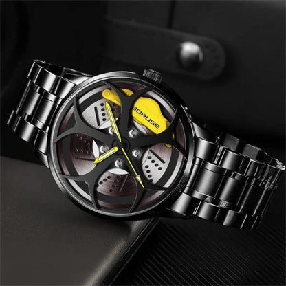 RS Gyro Alloy Wheel Rotating Watch (Yellow)